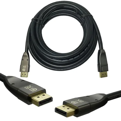 Cabo Displayport Win Cabos 1.4 Plugs Dourados 8k De 5 Metros, 32gbps