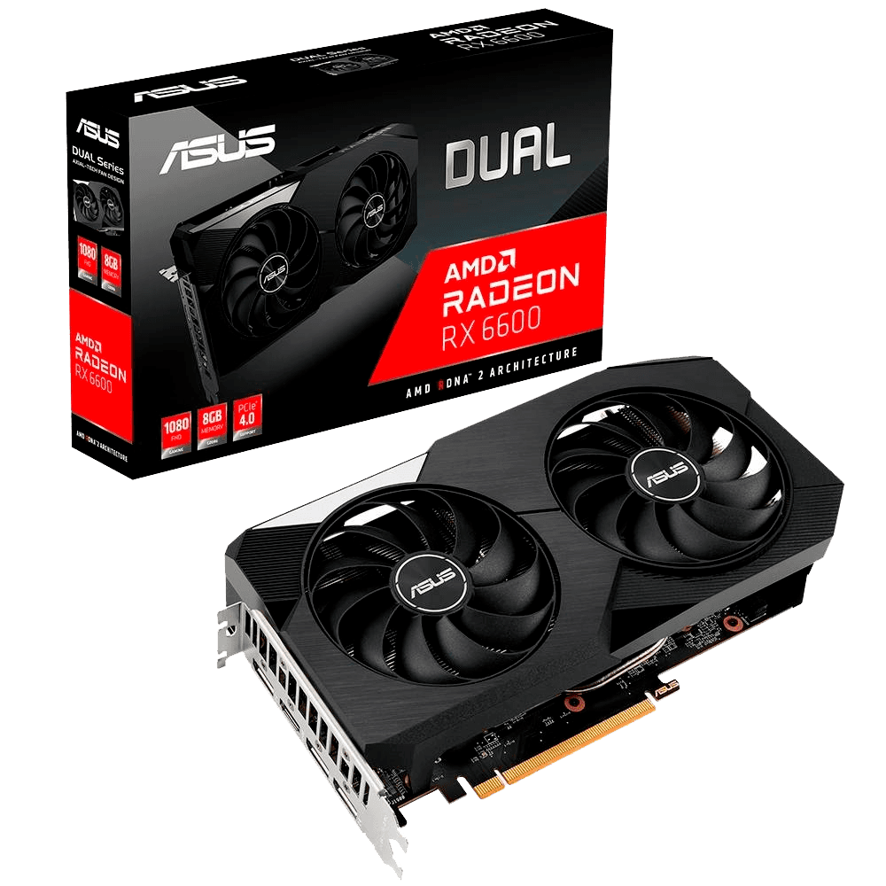 Placa de Vídeo Asus AMD Radeon RX 6600 Dual, 8GB GDDR6 - DUALRX66008G