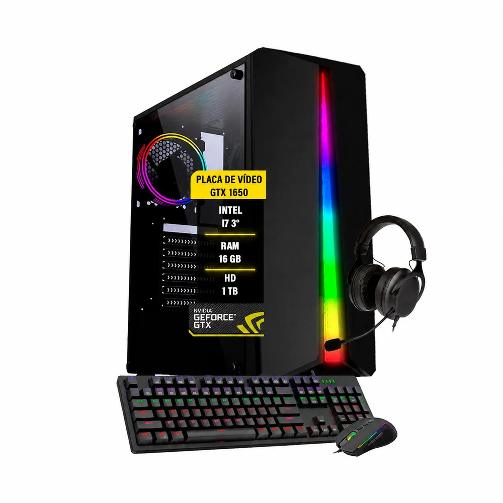 Pc Gamer Bravus, Core I7 Gtx 1050ti 16GB, HD 1TB, SSD 120GB