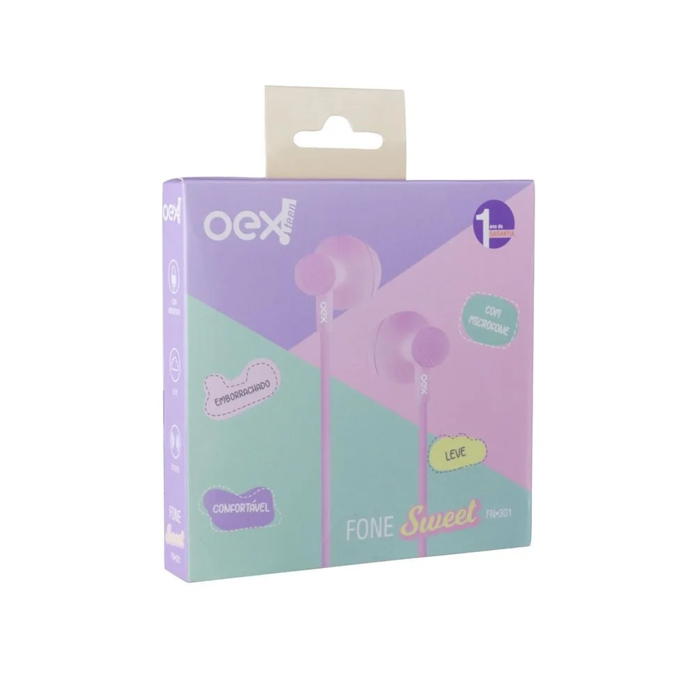 Imagem 2 de 2 do produto Fone De Ouvido Sweet Com Microfone - Oexteen Fn301 - Rosa
