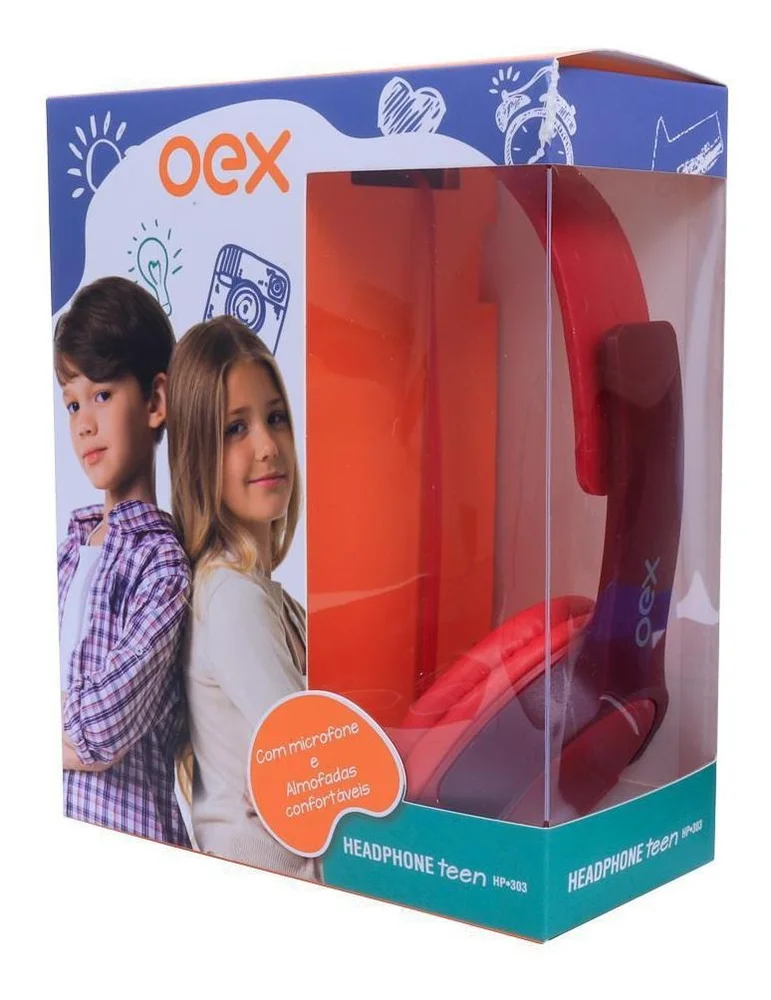 Imagem 2 de 5 do produto Headphone Teen Vermelho Oex Hp303 Com Microfone Estéreo Oex
