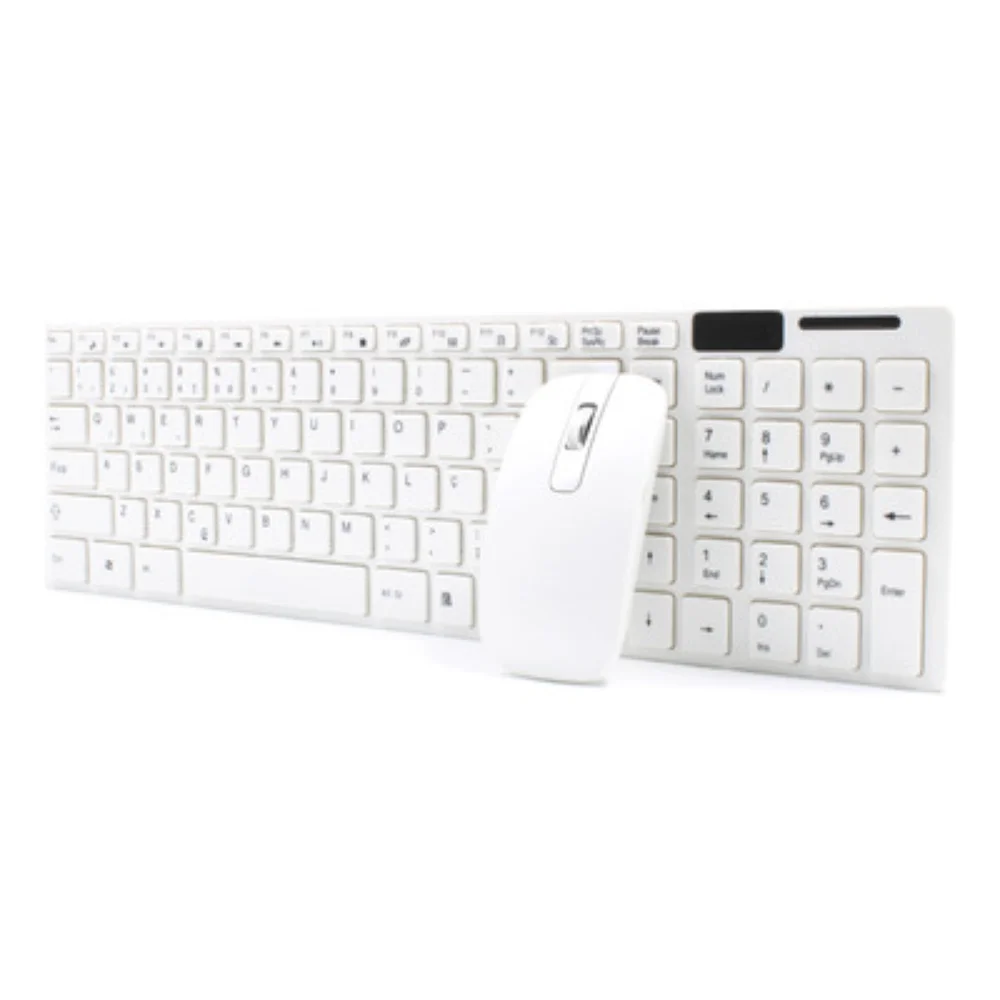 Kit Mouse E Teclado Sem Fio Branco K06 24g