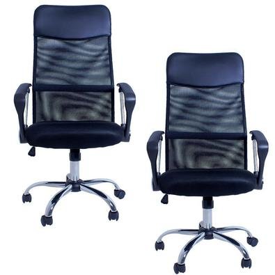 Kit - 2 Cadeiras Giratórias Para Escritório, Excellence Office F03, Preto - Lyam Decor