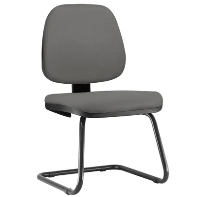 Cadeira Para Escritório Job L02 Fixa, Crepe Cinza - Lyam Decor