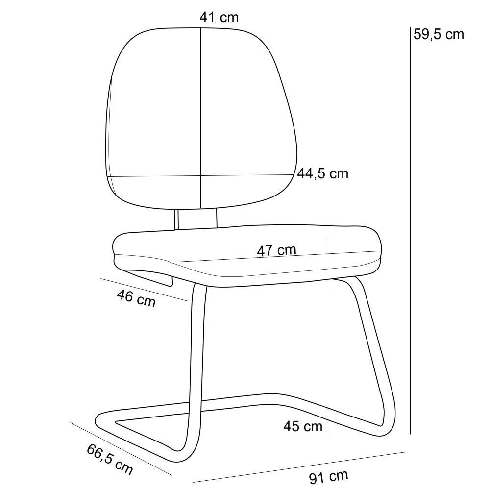 Cadeira Para Escritório Job L02 Fixa, Crepe Cinza - Lyam Decor
