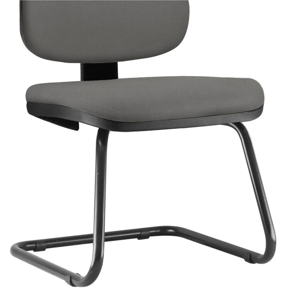 Cadeira Para Escritório Job L02 Fixa, Crepe Cinza - Lyam Decor
