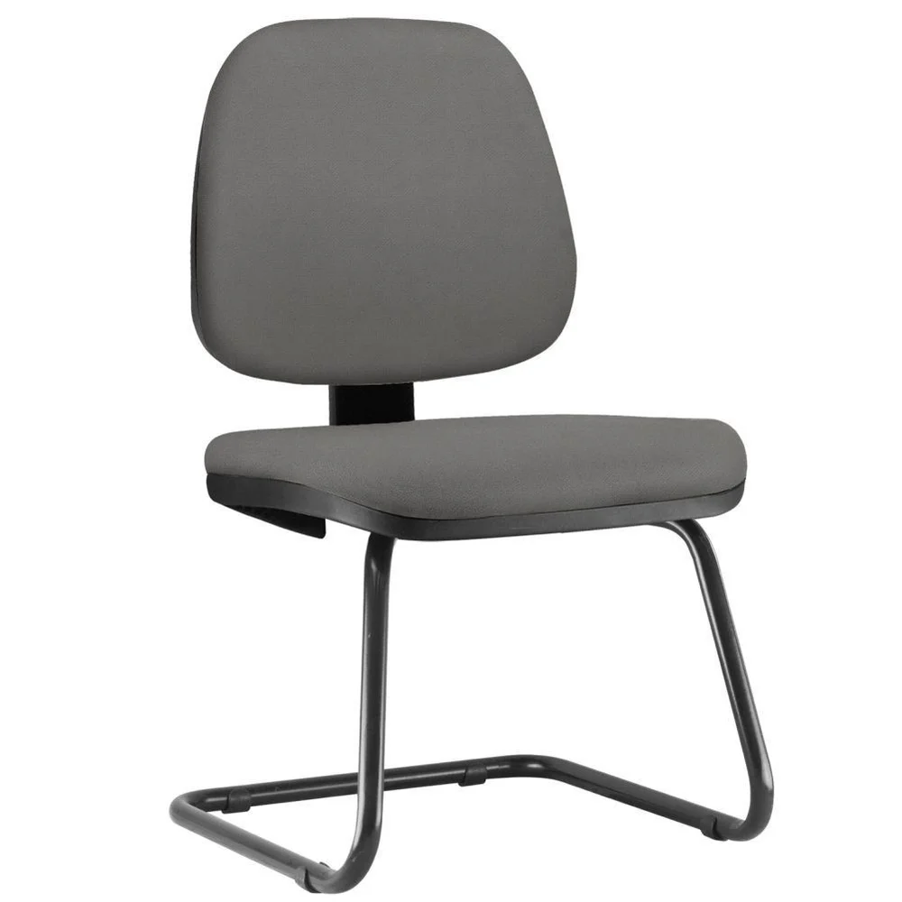 Cadeira Para Escritório Job L02 Fixa, Crepe Cinza - Lyam Decor