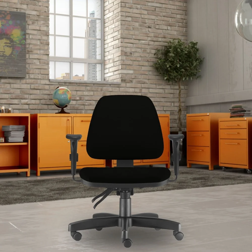Imagem 2 de 5 do produto Kit - 2 Cadeiras De Escritório Giratória, Executiva Ergonômica, Sky L02, Crepe Preto - Lyam Decor