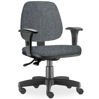 Cadeira De Escritório Giratória, Executiva Ergonômica, Job L02, Linho Chumbo - Lyam Decor