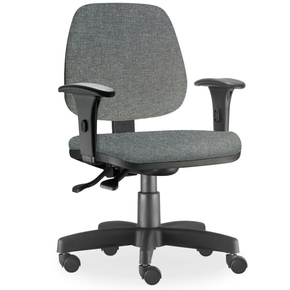 Imagem 2 de 5 do produto Kit 03 Cadeiras De Escritório Giratória Executiva Ergonômica, Job L02, Linho, Cinza Escuro - Lyam Decor