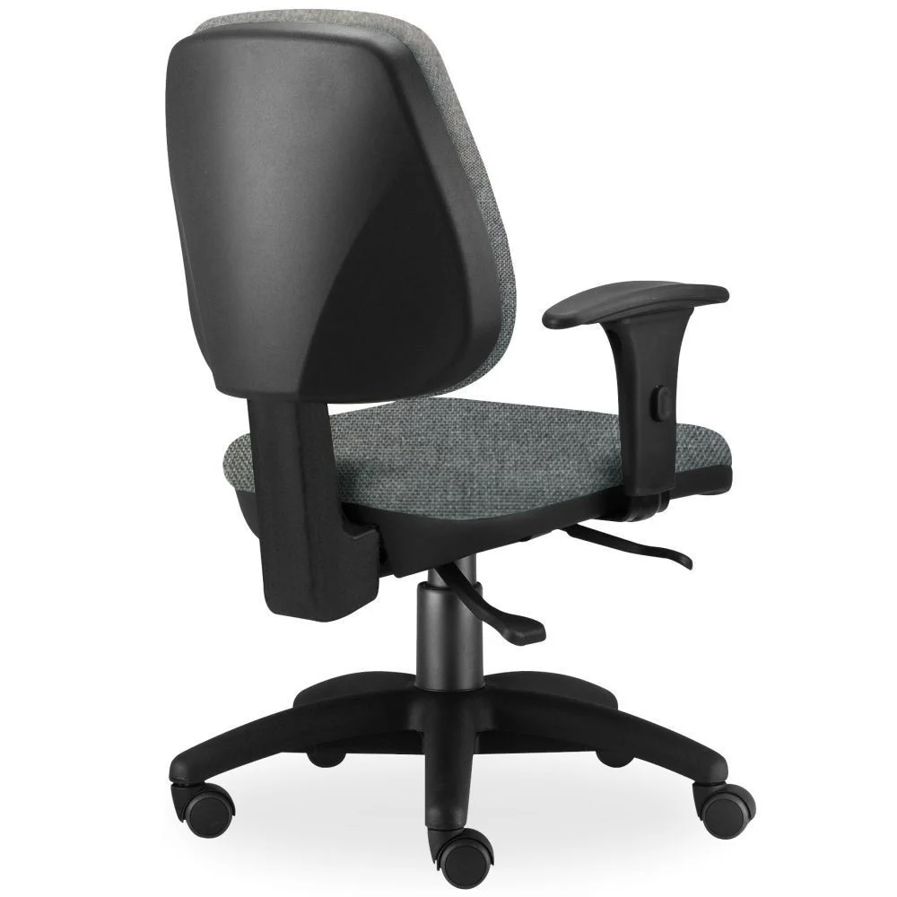 Imagem 4 de 5 do produto Kit 03 Cadeiras De Escritório Giratória Executiva Ergonômica, Job L02, Linho, Cinza Escuro - Lyam Decor