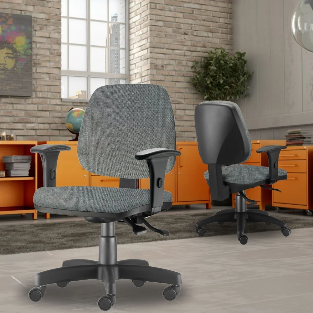 Imagem 5 de 5 do produto Kit 03 Cadeiras De Escritório Giratória Executiva Ergonômica, Job L02, Linho, Cinza Escuro - Lyam Decor