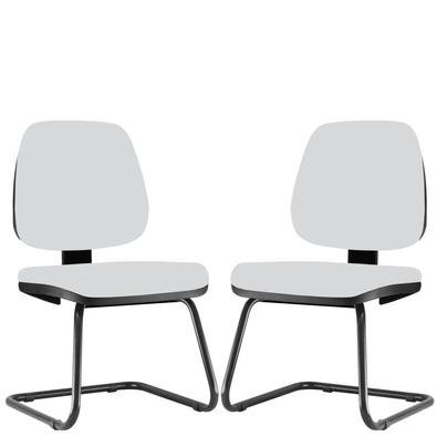 Kit 02 Cadeiras Para Escritório Job L02 Fixa Couro Sintético Branco - Lyam Decor