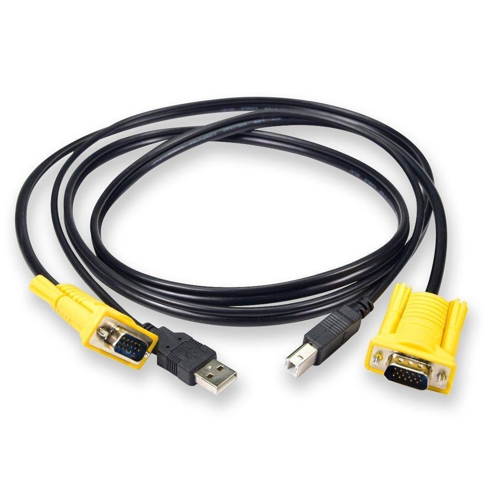 Chaveador Kvm Switch Portas Usb E Vga Para Monitor E Mouse Cabos Vga E Usb Impressora