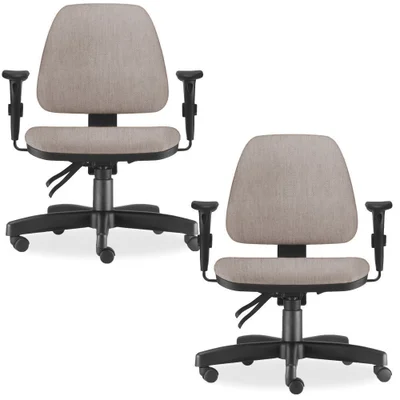 Kit 02 Cadeiras De Escritório Giratória Executiva Ergonômica Sky L02 Linho Bege - Lyam Decor