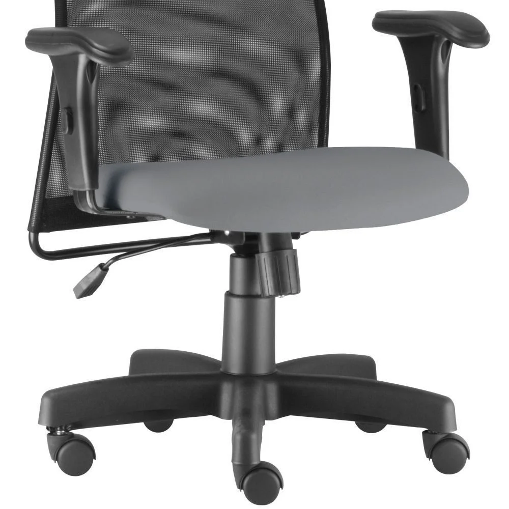 Imagem 2 de 4 do produto Cadeira De Escritório Giratória Executiva Ergonômica Liss L02 Couro Sintético Cinza - Lyam Decor