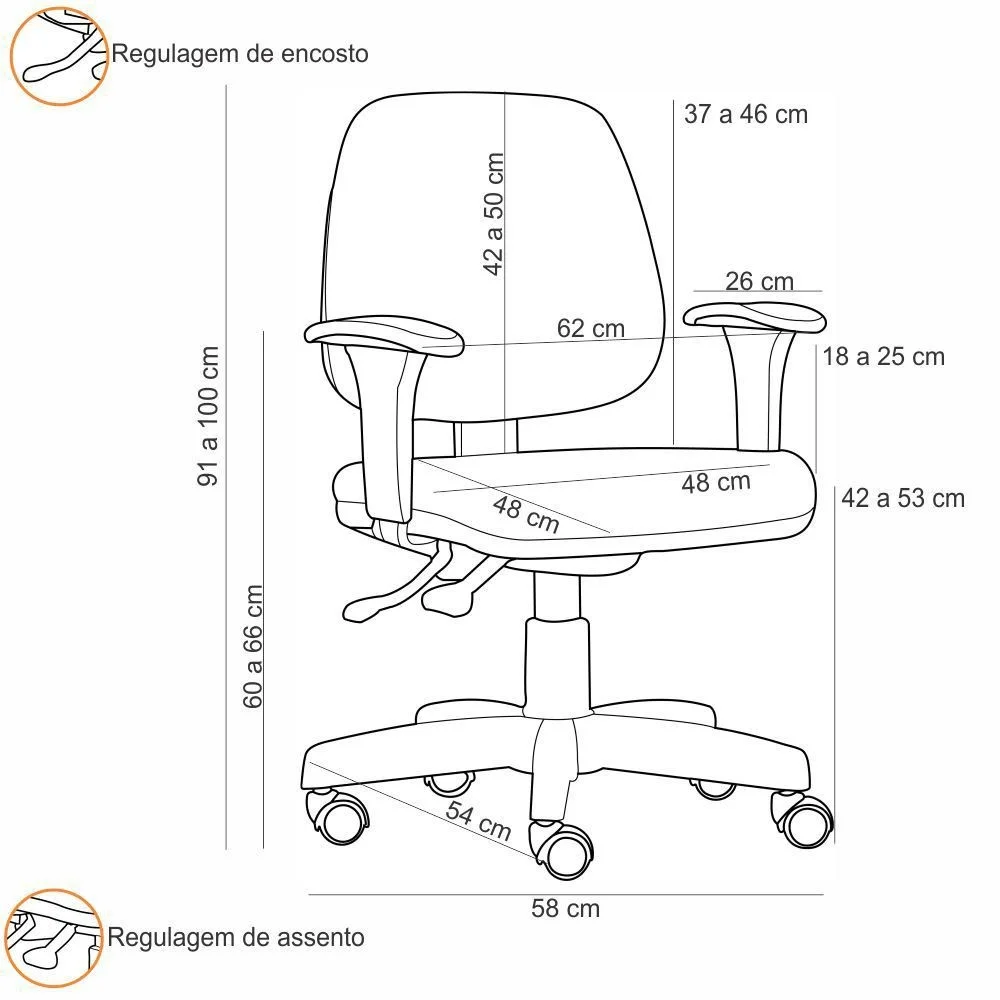 Imagem 3 de 5 do produto Kit 04 Cadeiras De Escritório Giratória Executiva Ergonômica Job L02 Linho Chumbo - Lyam Decor