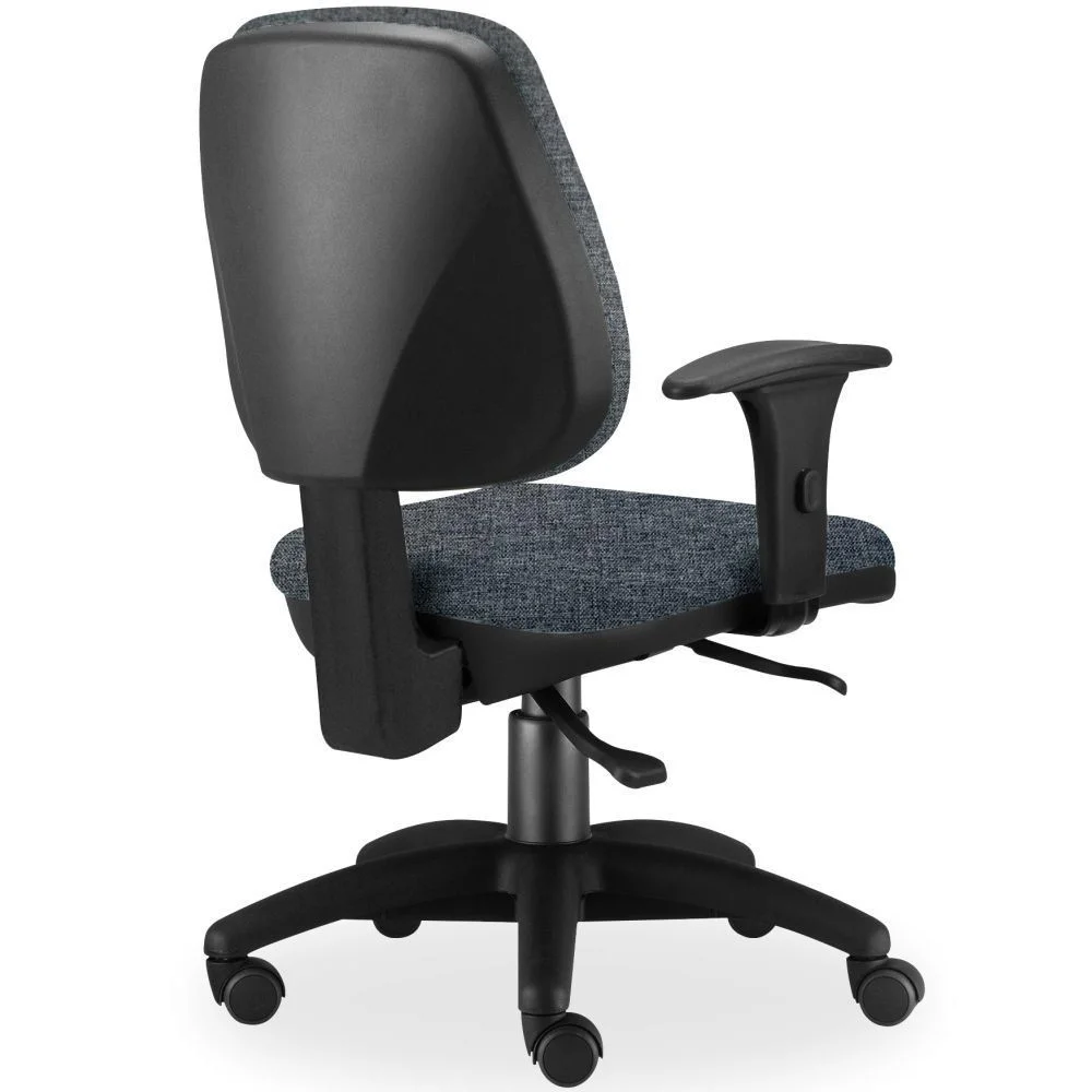 Imagem 4 de 5 do produto Kit 04 Cadeiras De Escritório Giratória Executiva Ergonômica Job L02 Linho Chumbo - Lyam Decor