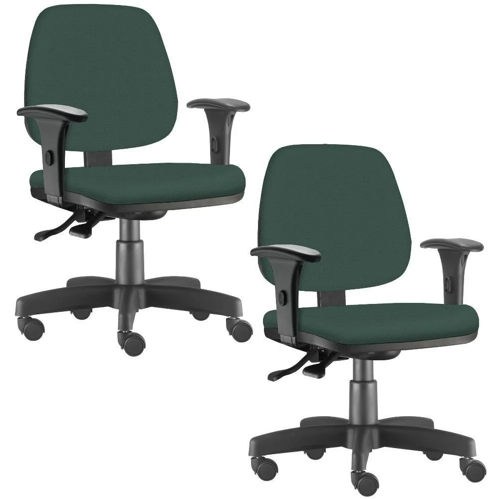Imagem 1 de 5 do produto Kit 02 Cadeiras Giratória Job L02 Executiva Ergonômica Escritório Crepe Verde Musgo - Lyam Decor