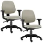 Kit 02 Cadeiras Giratória Job L02 Executiva, Ergonômica, Suede Bege - Lyam Decor