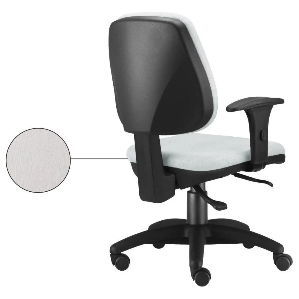 Imagem 2 de 5 do produto Kit - 02 Cadeiras Escritório Giratória Job L02, Executiva Ergonômica, Couro Sintético Branco - Lyam Decor