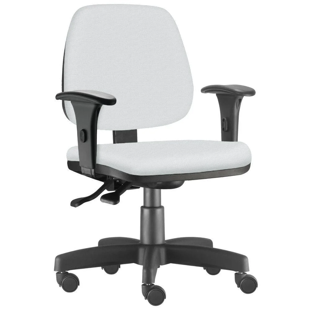 Imagem 3 de 5 do produto Kit - 02 Cadeiras Escritório Giratória Job L02, Executiva Ergonômica, Couro Sintético Branco - Lyam Decor