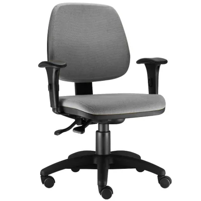 Cadeira Giratória Job L02, Executiva Ergonômica, Escritório, Crepe Cinza - Lyam Decor