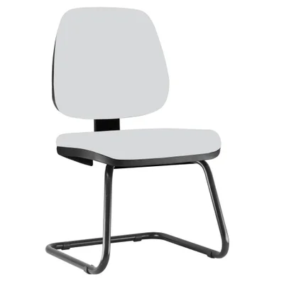 Cadeira Para Escritório Job L02 Fixa, Couro Sintético Branco - Lyam Decor