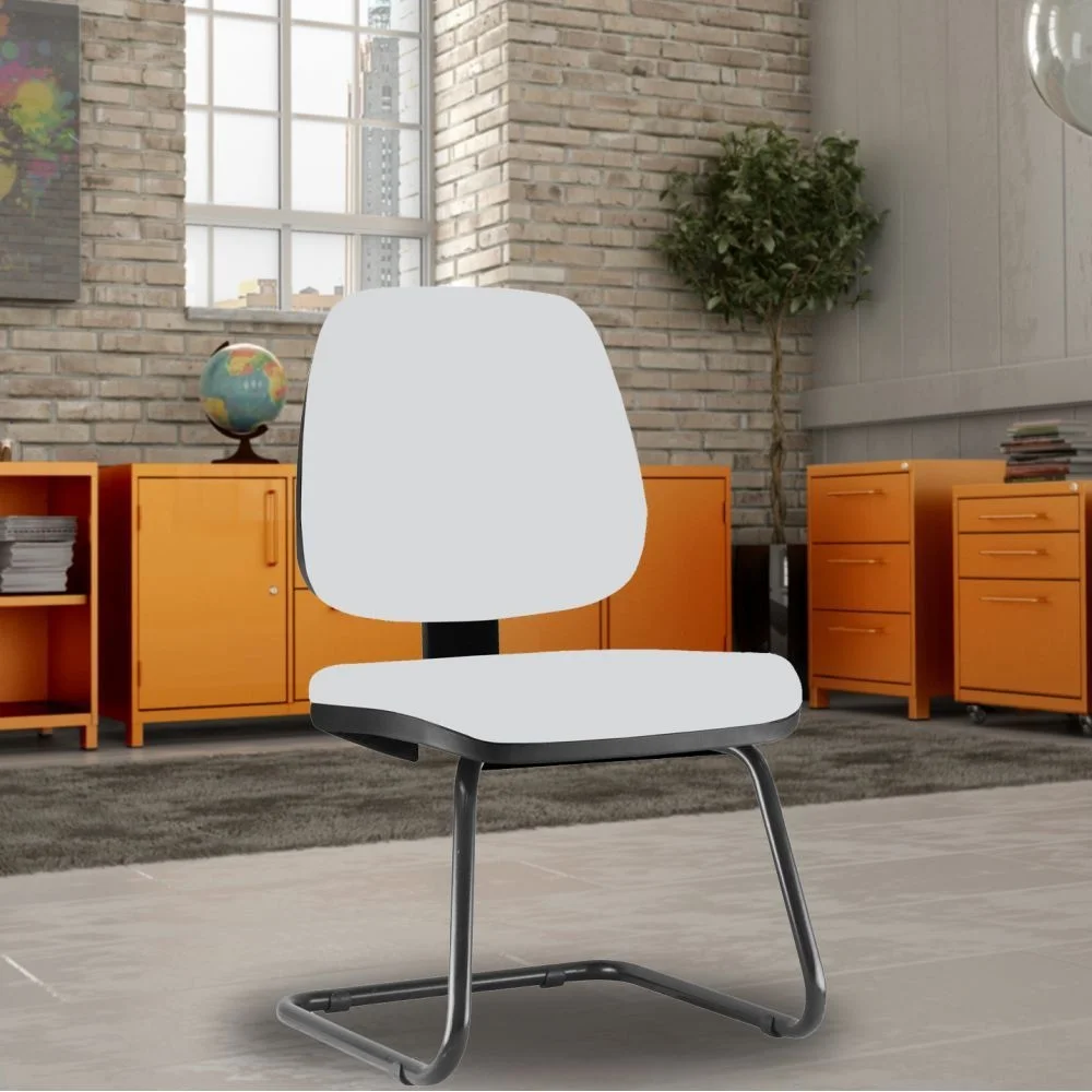Imagem 1 de 5 do produto Cadeira Para Escritório Job L02 Fixa, Couro Sintético Branco - Lyam Decor
