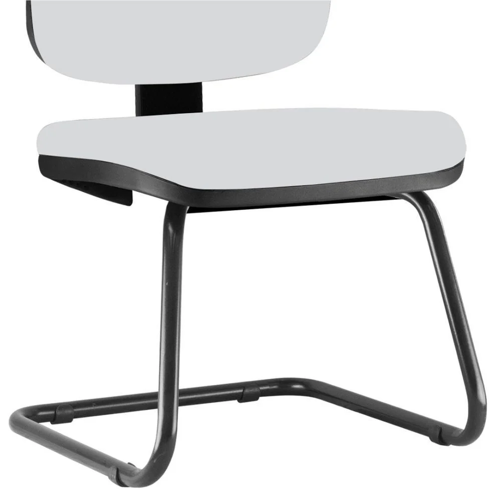 Imagem 3 de 5 do produto Cadeira Para Escritório Job L02 Fixa, Couro Sintético Branco - Lyam Decor