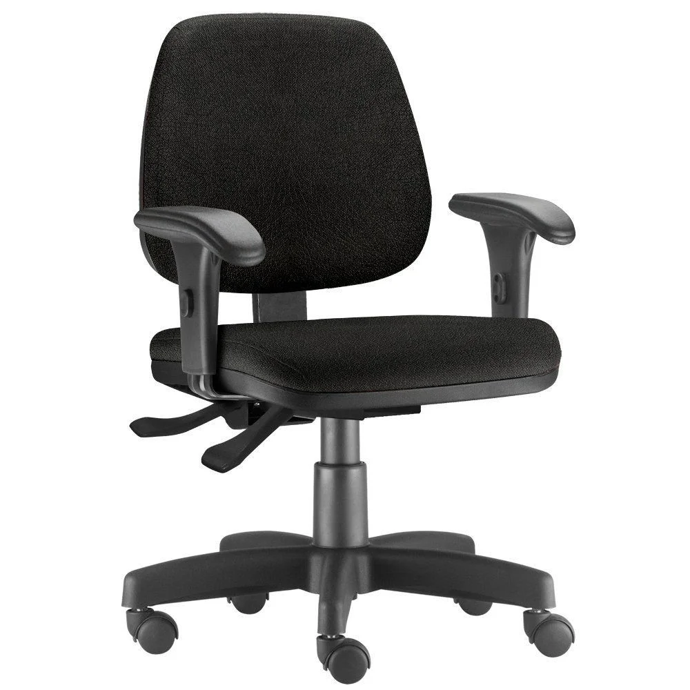 Imagem 1 de 5 do produto Cadeira Giratória Lyam Decor Escritório Job L02, Executiva Ergonômica, Couro Sintético, Suporta até 120 kg, Preto
