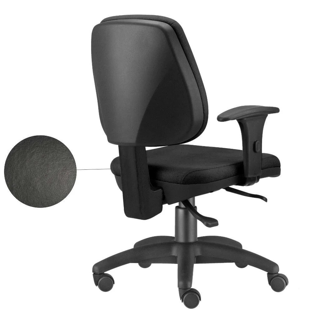 Imagem 3 de 5 do produto Cadeira Giratória Lyam Decor Escritório Job L02, Executiva Ergonômica, Couro Sintético, Suporta até 120 kg, Preto