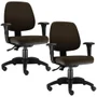 Kit - 02 Cadeiras Giratória Job L02, Executiva Ergonômica, Suede Marrom - Lyam Decor