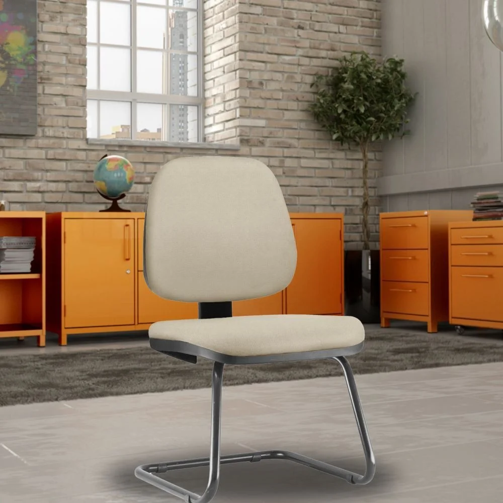 Imagem 1 de 5 do produto Cadeira Para Escritório Job L02 Fixa, Suede Bege - Lyam Decor