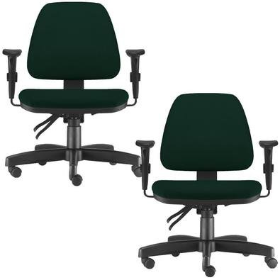 Kit 02 Cadeiras De Escritório, Giratória, Executiva Ergonômica, Sky L02 Crepe Verde Musgo - Lyam Decor.