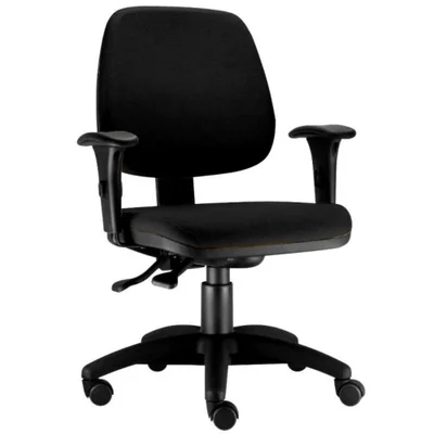 Cadeira Giratória Job L02 Executiva Ergonômica Escritório Tecido Crepe Preto - Lyam Decor