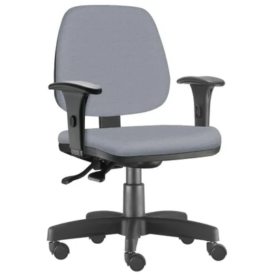 Cadeira Giratória Job L02 Executiva Ergonômica Escritório Couro Sintético Cinza - Lyam Decor