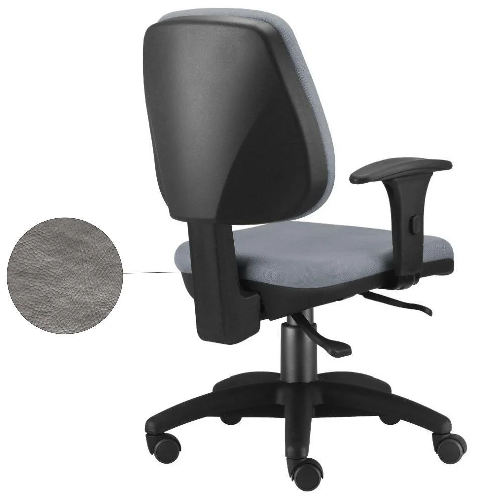 Imagem 3 de 4 do produto Cadeira Giratória Job L02 Executiva Ergonômica Escritório Couro Sintético Cinza - Lyam Decor