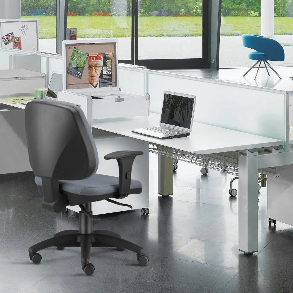 Imagem 4 de 4 do produto Cadeira Giratória Job L02 Executiva Ergonômica Escritório Couro Sintético Cinza - Lyam Decor