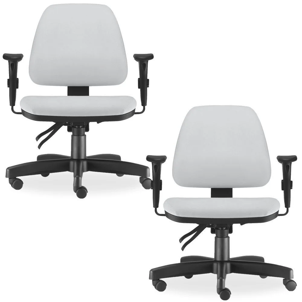 Imagem 1 de 5 do produto Kit 02 Cadeiras De Escritório Lyam Decor Sky L02, Giratória Executiva, Ergonômica, Couro Sintético Branco