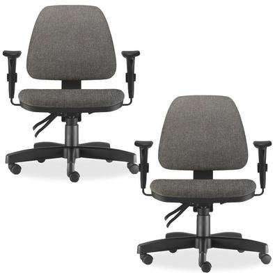 Kit 02 Cadeiras De Escritório Giratória, Executiva Ergonômica Sky L02, Linho Cinza Escuro - Lyam Decor