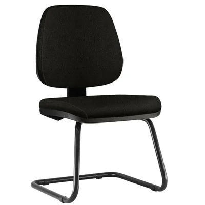 Cadeira Para Escritório Job L02 Fixa, Couro Sintético Preto - Lyam Decor