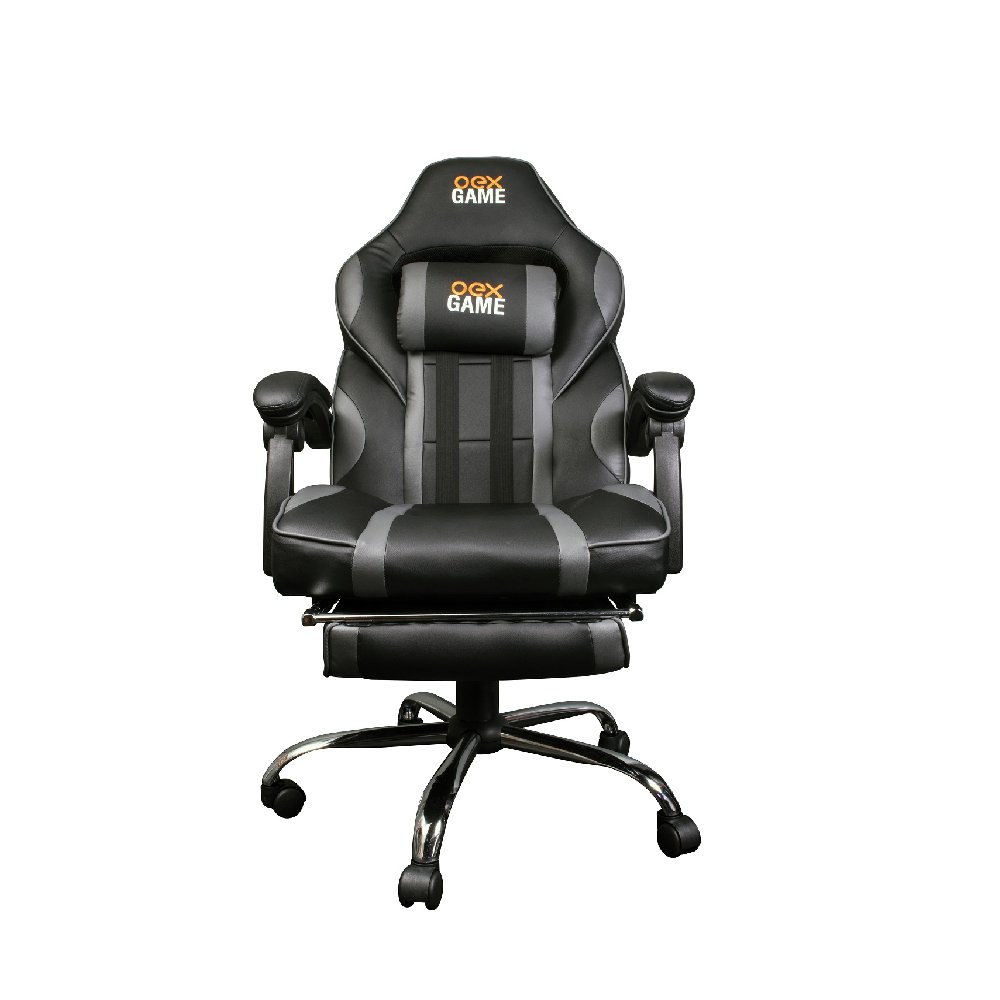 Cadeira Gamer OEX Game Gc300, Peso Suportado até 180Kg, Mecanismo, Preto e Cinza