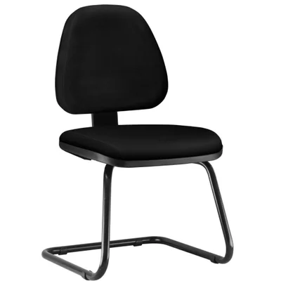 Cadeira Para Escritório Sky L02 Fixa, Couro Sintético Preto - Lyam Decor
