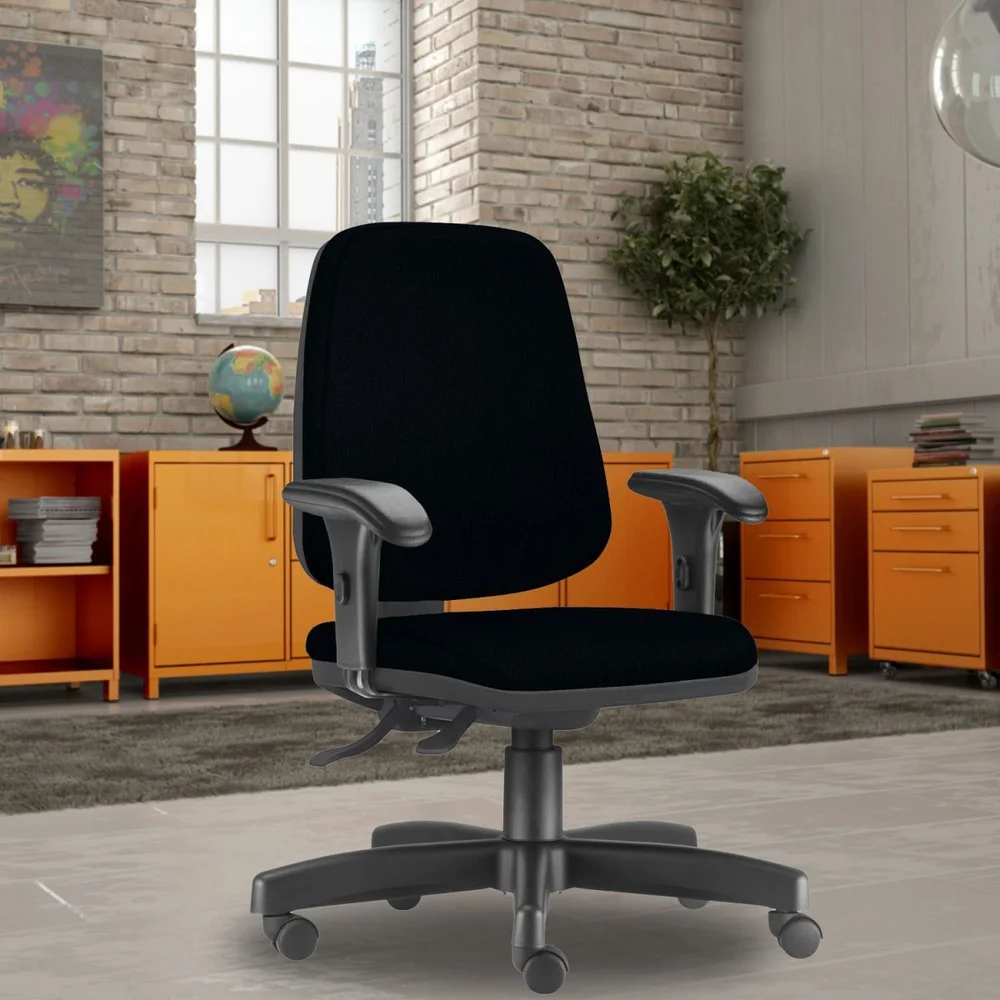 Imagem 1 de 5 do produto Cadeira Giratória Job L02, Diretor Executiva, Couro Sintético Preto - Lyam Decor