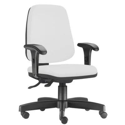 Cadeira Giratória Job L02 Diretor Executiva, Couro Sintético, Branco - Lyam Decor