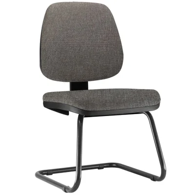 Cadeira Para Escritório Job L02 Fixa, Linho Cinza Escuro - Lyam Decor
