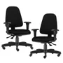 Kit 02 Cadeiras Giratória Sky L02, Diretor Executiva, Couro Sintético Preto - Lyam Decor