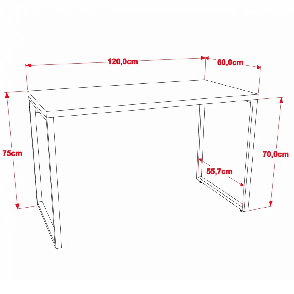 Imagem 3 de 5 do produto Mesa Para Escritório Lyam Decor Home Office Estilo Industrial Form C01 120 Cm Preto Onix