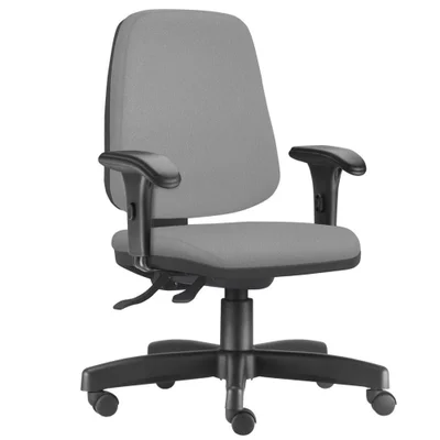 Cadeira Giratória Job L02 Diretor Executiva, Couro Sintético, Cinza - Lyam Decor